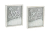 Melrose Christmas Sentiment Box Frame with Snow (Set of 2)