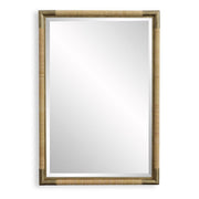 Uttermost Kampar Vanity Mirror Antiqued Gold Iron Frame Hand Wrapped Rattan