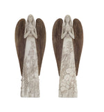 Melrose Floral Sculpted Angel with Wood Style Wings (Set of 2)