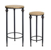 Indoor Round Wood and Metal Plant Stand Table