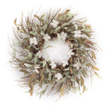 Melrose Cotton and Leaf Twig Wreath 28"D