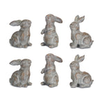 Melrose Washed Stone Garden Rabbit Figurine (Set of 6)