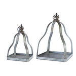 Grey and Black Galvanized Metal Lantern Set – 2 Pieces by Melrose