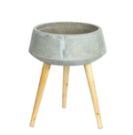 Cement Planter on Mid-Century Wood Legs – 17.5" by Melrose