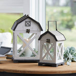 Wood Lantern Set of 2 with Barn Design for Cozy Indoor Displays by Melrose