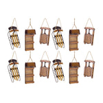 Decorative Wood Sled Ornaments – Set of 12 Christmas Decor by Melrose