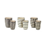 Black and Beige Wavy Dolomite Planters and Vases Set of 6 by Melrose
