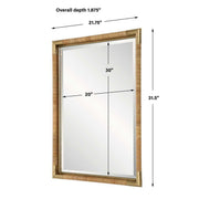 Uttermost Kampar Vanity Mirror Antiqued Gold Iron Frame Hand Wrapped Rattan