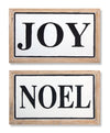 Melrose Wood Framed Metal Joy Noel Seniment Sign (Set of 2)
