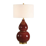 Burgundy Ceramic Brass Accents Gourd Table Lamp 30.5" H – Indoor Accent Lighting by Uttermost