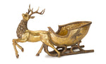 Melrose Bronze Metal Deer with Sleigh Display 19"L