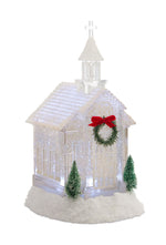 Christmas LED Church Snow Globe 10.5"H Acrylic with Glittering Snow By Melrose