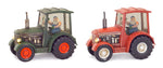 Set of 2 Christmas Tractor Snow Globe Red & Green 6.75" H Indoor Decor by Melrose