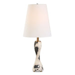 Uttermost Marcela Panda Marble Buffet Lamp – 25.375"H Hourglass Base with Brass Accents & White Linen Shade