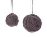 Grey Yarn Ball Ornament Set – Soft Textured Holiday Tree Accents 4.5" by Melrose