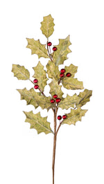 Decorative Holly Stems – Glittered Christmas Spray Set of 12 by Melrose