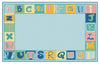Carpets for Kids KIDSoft Alphabet Blocks Border Learning Rug Tranquil Colors, Rectangle, Light Blue