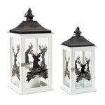 Wood Merry Christmas Lanterns with Deer Design (Set of 2) by Melrose