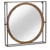 Melrose Wooden Circle Mirror with Iron Frame 24.5"H
