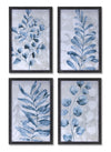 Melrose Blue Watercolor Foliage Print Under Glass (Set of 4)