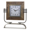 Wood Square Clock Accent – Iron Metal Stand – 17.5 inch – Melrose