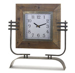 Rustic Tabletop Clock – Brown Wood & Black Iron 17.50" H Living Room Accent by Melrose