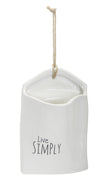 Melrose Stoneware Live Simply Wal Pocket with Jute Hanger (Set of 4)