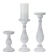 Melrose Traditional White Washed Wooden Candle Holder (Set of 3)