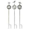 60" Metal Garden Stake Set with Bird and Insect Accents