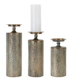 Melrose Hammered Bronze Metal Candle Holder (Set of 3)