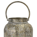 Bronze Punched Metal Lantern Candle Holder Set of 2, 9-Inch Decorative by Melrose