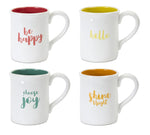 Melrose Stoneware Happy Sentiment Mug (Set of 2)