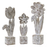 Melrose White Washed Potted Floral Sculpture (Set of 3)