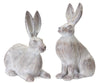 Melrose White Washed Rabbit Statue (Set of 2)