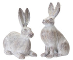 Melrose White Washed Rabbit Statue (Set of 2)