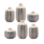 Mini Terra Cotta Bud Vase with Navy Criss Cross Pattern (Set of 6) By Melrose
