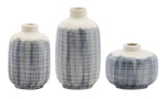 Mini Terra Cotta Bud Vase with Navy Criss Cross Pattern (Set of 6) By Melrose