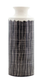 Terra Cotta Floor Vase – 19.25"H Black & White Criss-Cross Pattern Tall Decorative Accent By Melrose