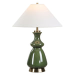Green Thumb Table Lamp 27.5"H – Moss Green Ceramic Traditional Accent Lamp By Uttermost