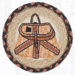 Creel Round Large Coaster – 7" x 7" Braided Jute Hand-Stenciled Coaster For Indoor Decor By Earth Rugs