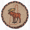 NH Moose Round Coaster 7"x7" Braided Jute Hand-Stenciled