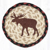 Rustic Moose Round Jute Coaster 7 Inch Handmade Cabin Farmhouse Drink Mat