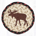 Earth Rugs Moose Round Jute Coaster Large 7" Rustic Home Accent