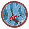 Red Ski Jacket Round Coaster 7"x7" Braided Jute Hand-Stenciled