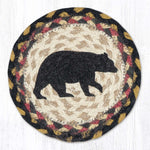 Earth Rugs American Bear Round Jute Coaster – 7" Hand-Stenciled Rustic Table Accent