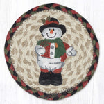 Earth Rugs Country Lodge Table Coaster 7" Round – Snowman in Top Hat Christmas Accent