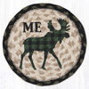 Green Plaid Moose ME Round Large Coaster 7x7 Maine Woodland Decor