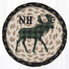 Green Plaid Moose NH Round Large Coaster 7x7 New Hampshire Rustic Decor