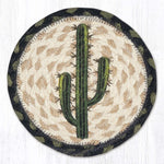 Earth Rugs Lodge Cabin Round Coaster 7" – Rustic Saguaro Cactus Table Protector