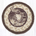 Earth Rugs One Good Cup Round 7" Coaster – Cabin, Lodge, or Coffee Station Accent